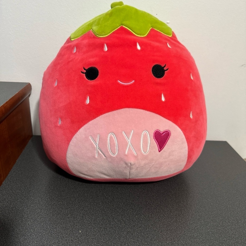 Strawberry Plush Pillow - Pink and Green